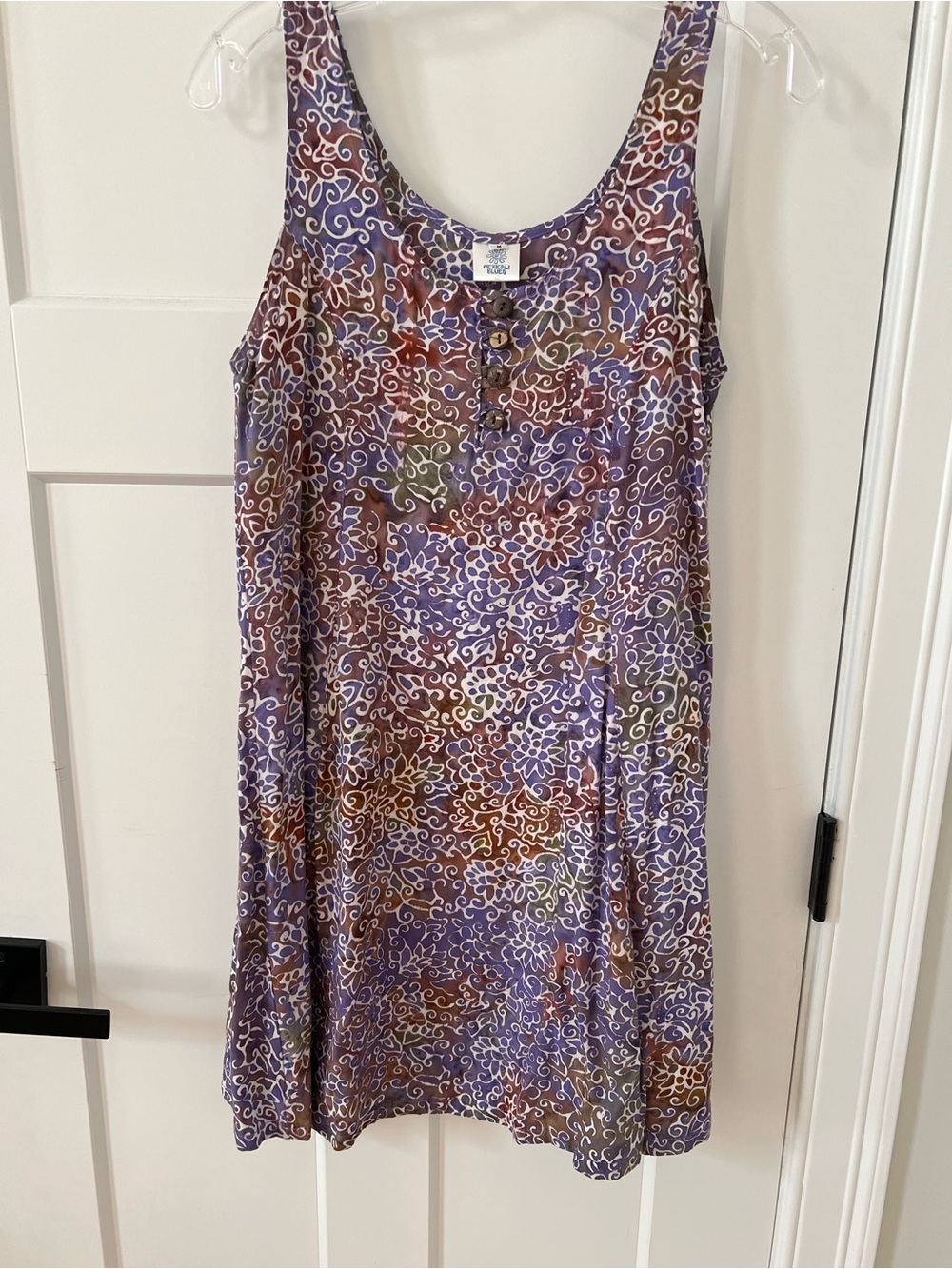 Sleeveless Floral Print Tank Dress in Lavender, Brown & Olive
